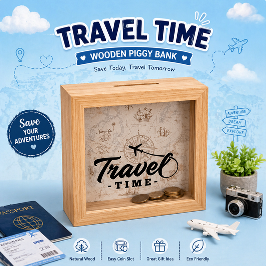 Travel Memory Money Box (Wooden Saving Frame) - (حصالة ذكريات السفر (صندوق توفير خشبي