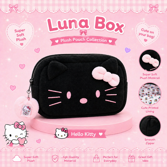 Luna Plush Pouch (Hello Kitty & Cinnamoroll) - (حقيبة لونا المخملية (هالو كيتي و سينامورول