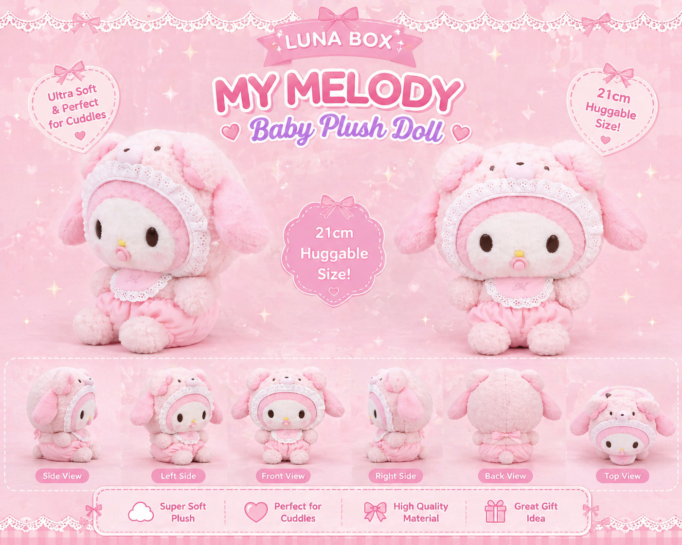 Sanrio Baby Plush Doll (21cm) - دمية سانريو بيبي ناعمة 🎀