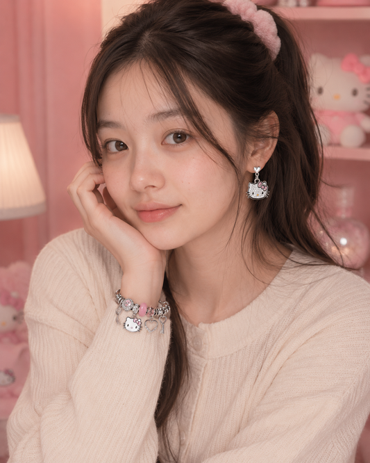Hello Kitty Charms Bracelet & Earrings Set - طقم إسوارة وحلق هالو كيتي شارمز