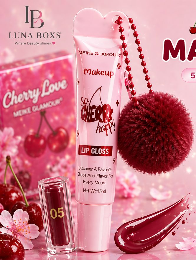 Cherry Pompom Lip Gloss - ملمع شفاه بنكهة الكرز  💖🍒