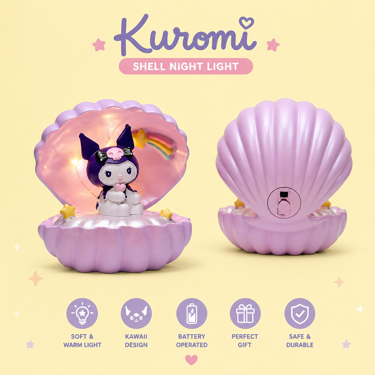 Sanrio Shell Glow Night Light – مصباح ليلي صَدَفة سانري