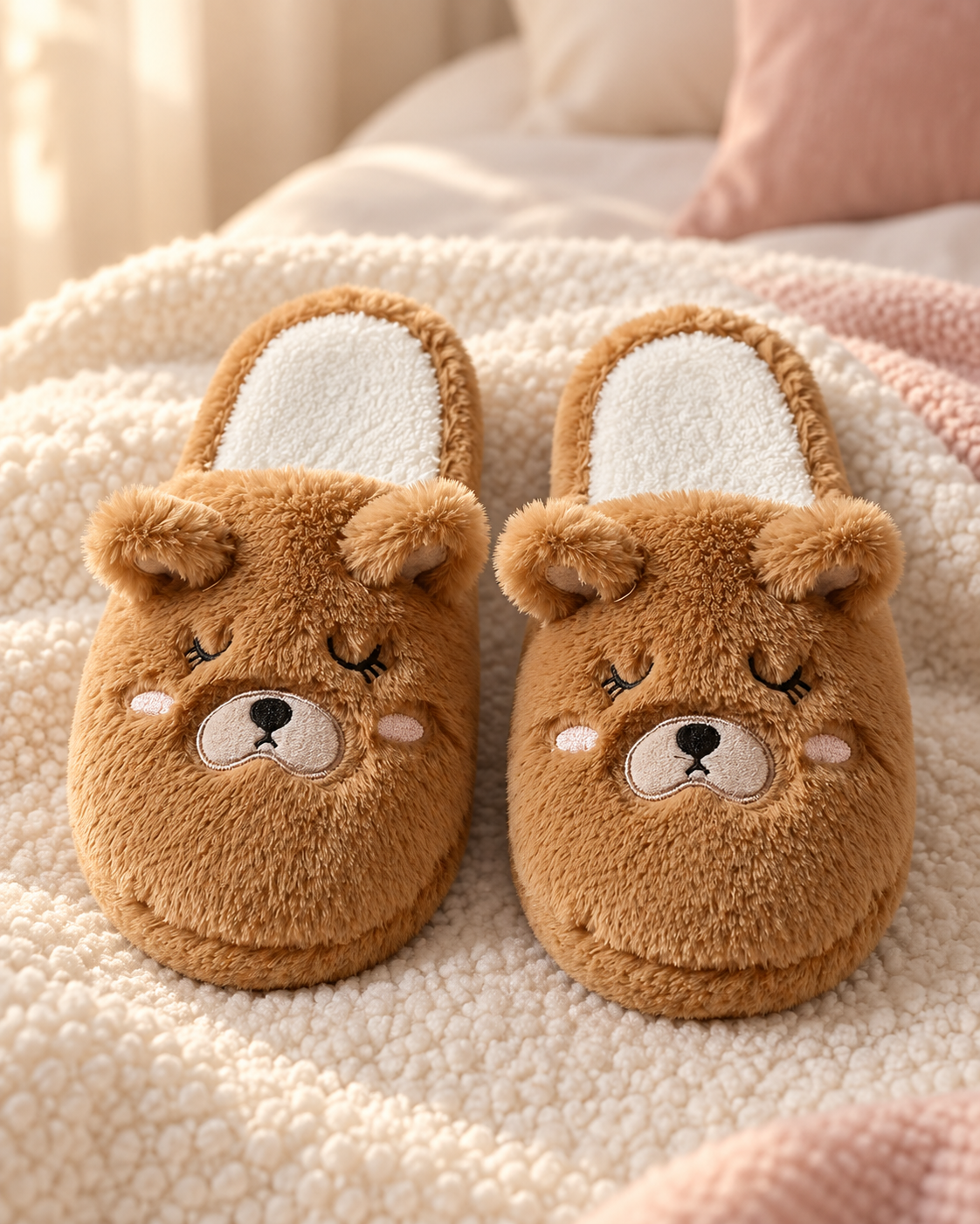 Cozy Teddy Bear Slippers – سليبر الدبدوب الكوزي
