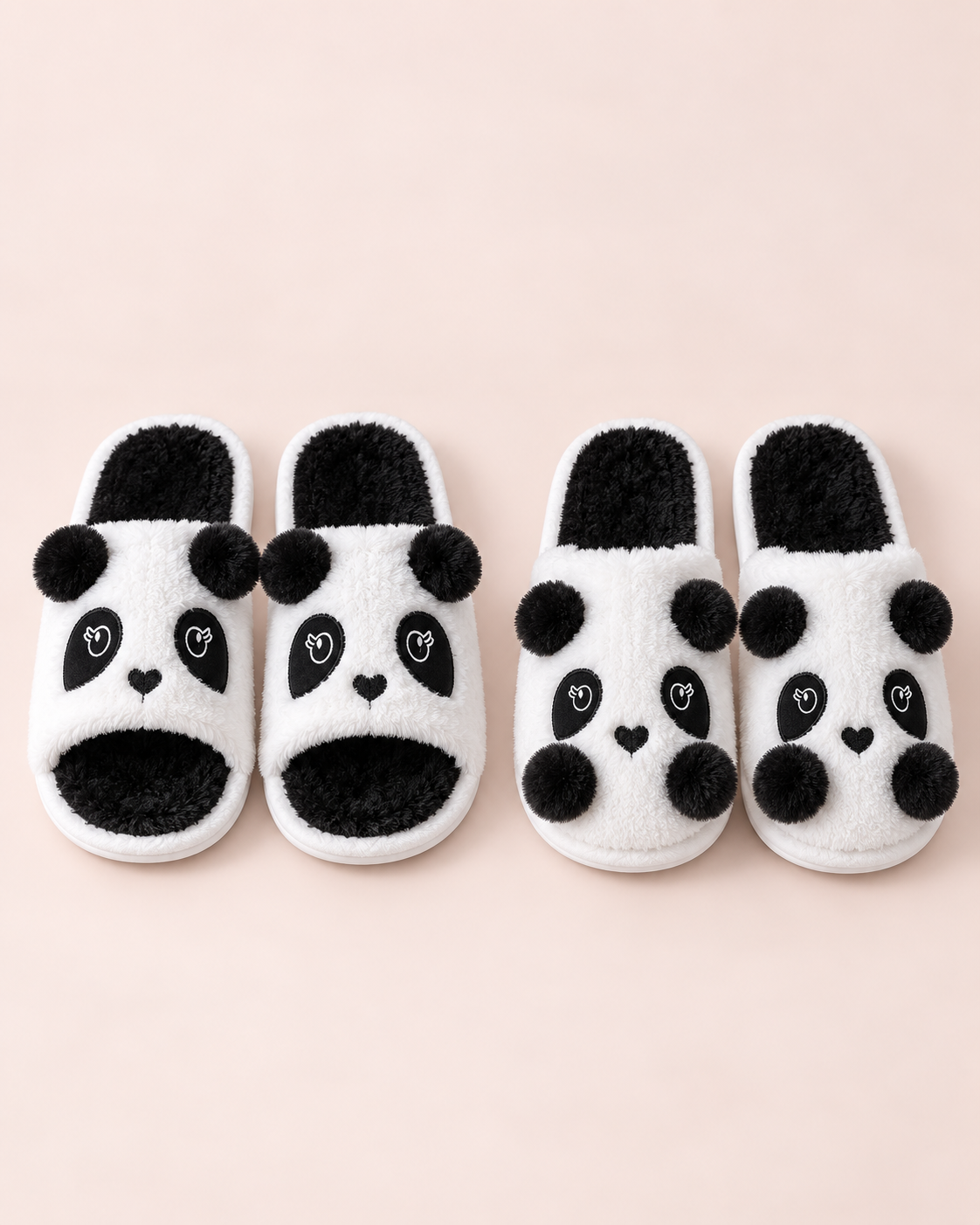 Panda Plush Slippers – Open or Closed Toe