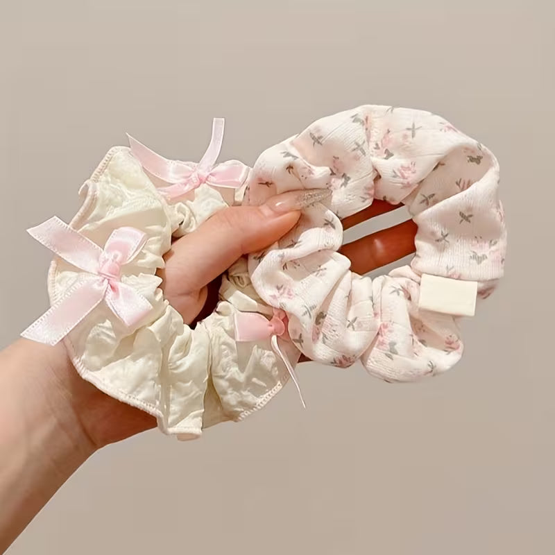 Floral & Bow Scrunchie Duo