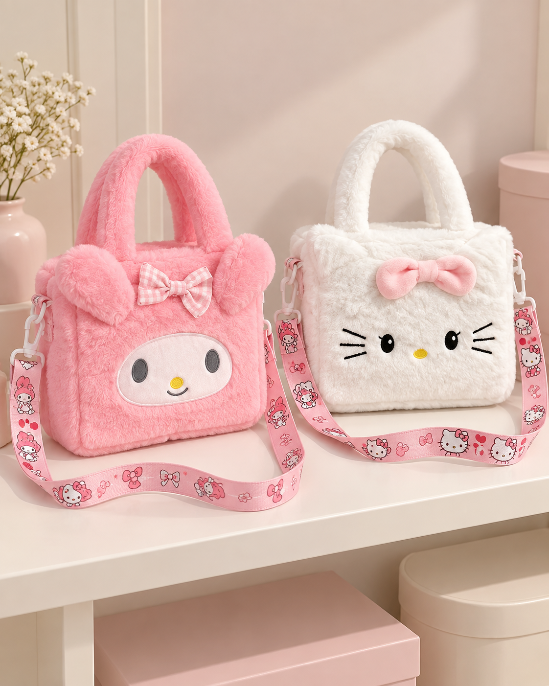 My Melody & Hello Kitty Plush Mini Bag