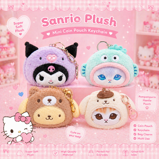 Sanrio Plush Mini Coin Pouch Keychain - محفظة سانريو الصغيرة الفرو (تعليقة) 🎀