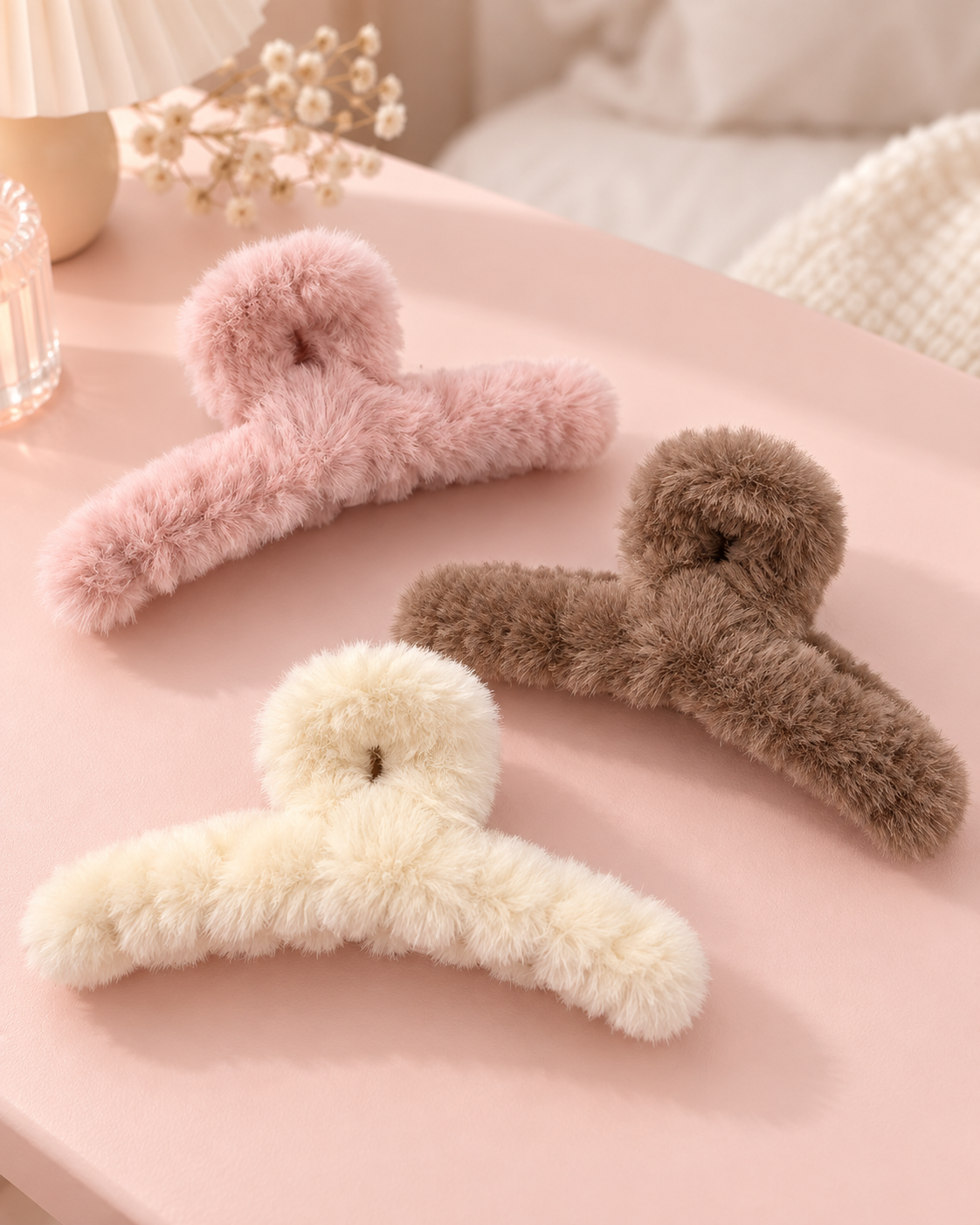 Cozy Plush Hair Claw Clips