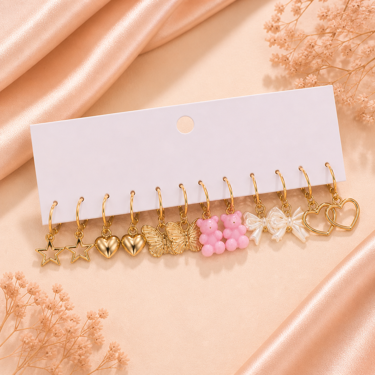Luna Cute Charm Earrings Set (12 Pairs) 💕 - طقم أقراط لونا الكيوت تشارمز (12 زوج) 💕