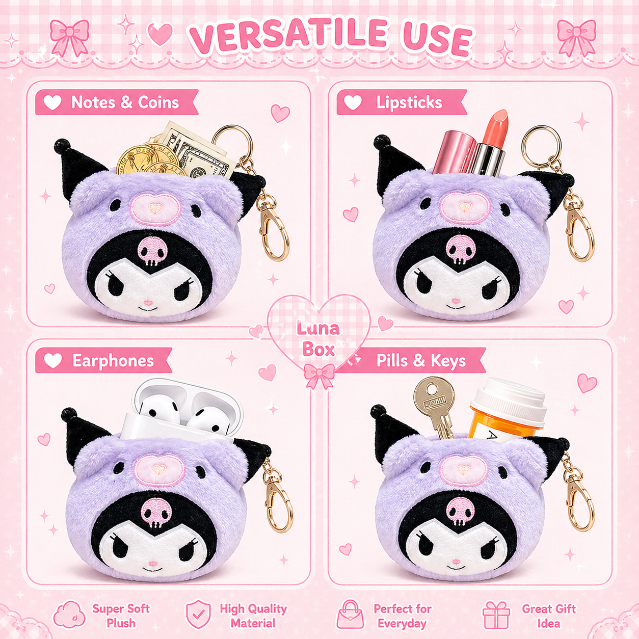 Sanrio Plush Mini Coin Pouch Keychain - محفظة سانريو الصغيرة الفرو (تعليقة) 🎀