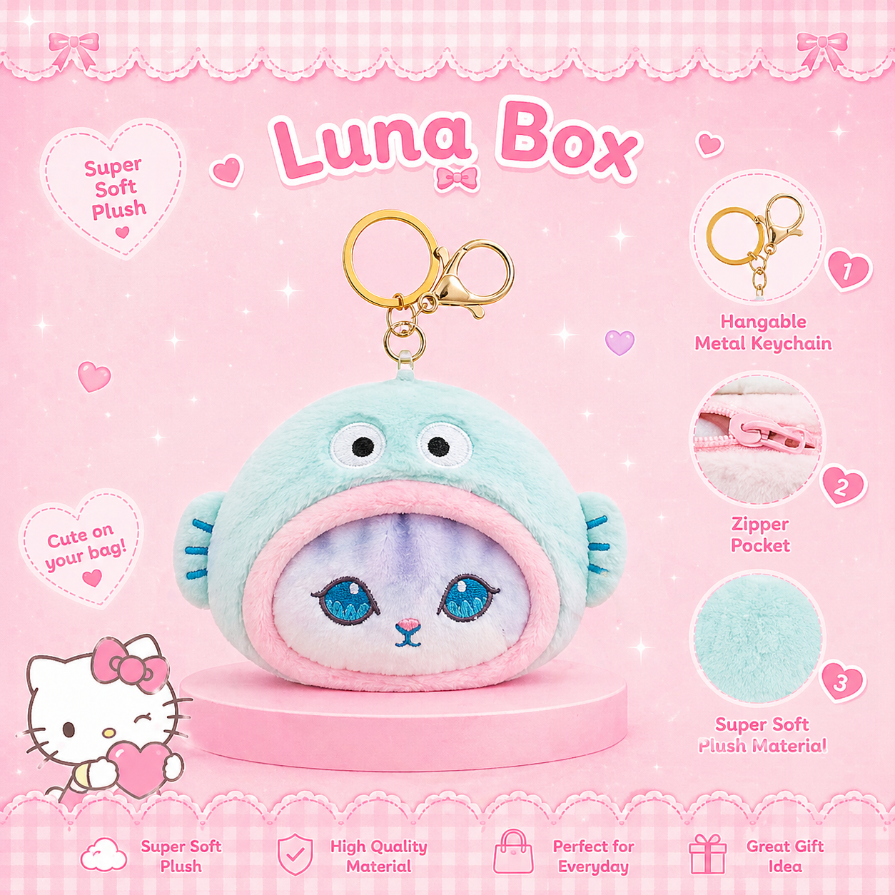 Sanrio Plush Mini Coin Pouch Keychain - محفظة سانريو الصغيرة الفرو (تعليقة) 🎀