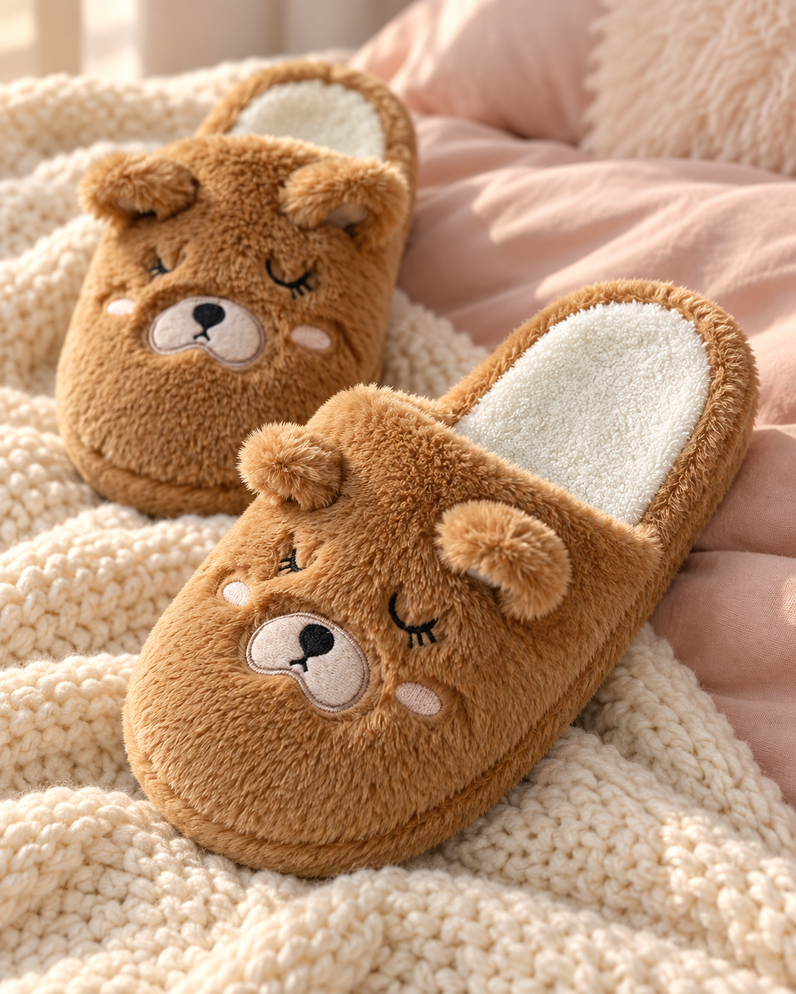 Cozy Teddy Bear Slippers – سليبر الدبدوب الكوزي