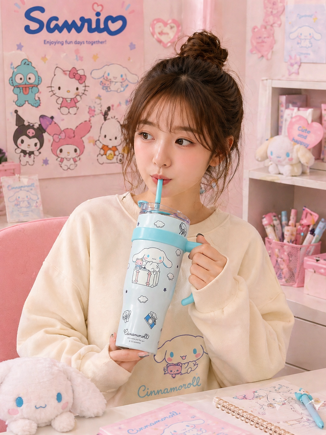 Sanrio Tumbler Cup with Straw - كوب سانريو ترموس مع شفاطة 🧋