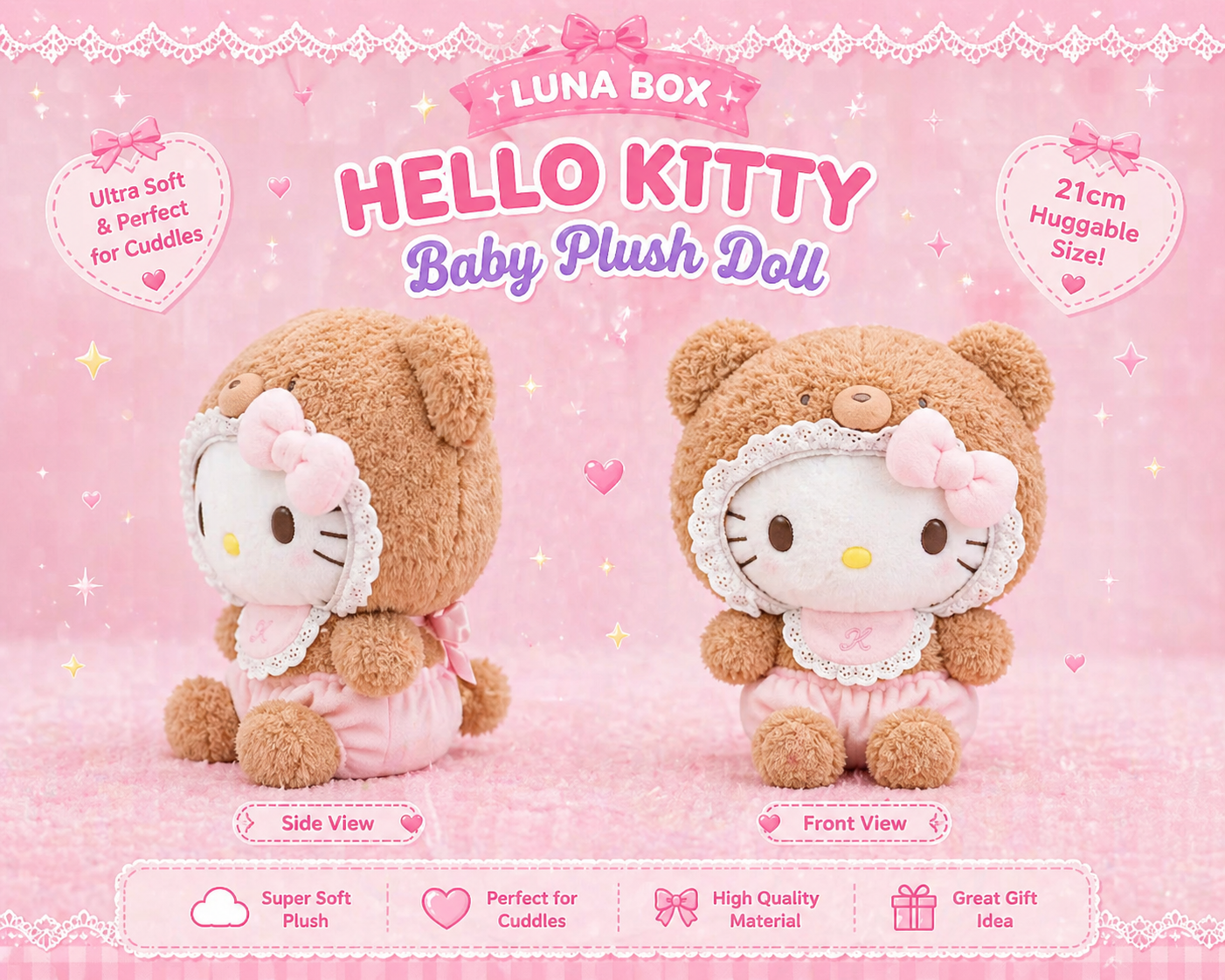 Sanrio Baby Plush Doll (21cm) - دمية سانريو بيبي ناعمة  🎀