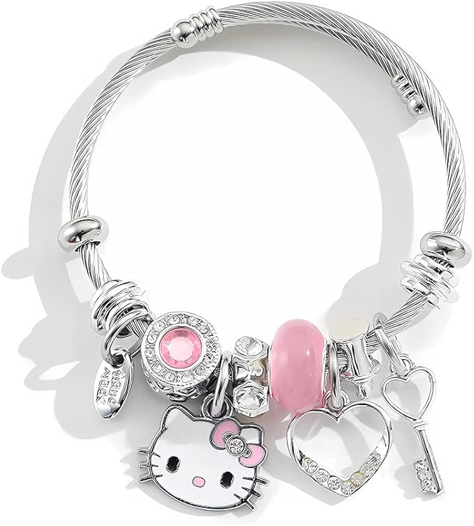 Hello Kitty Charms Bracelet & Earrings Set - طقم إسوارة وحلق هالو كيتي شارمز