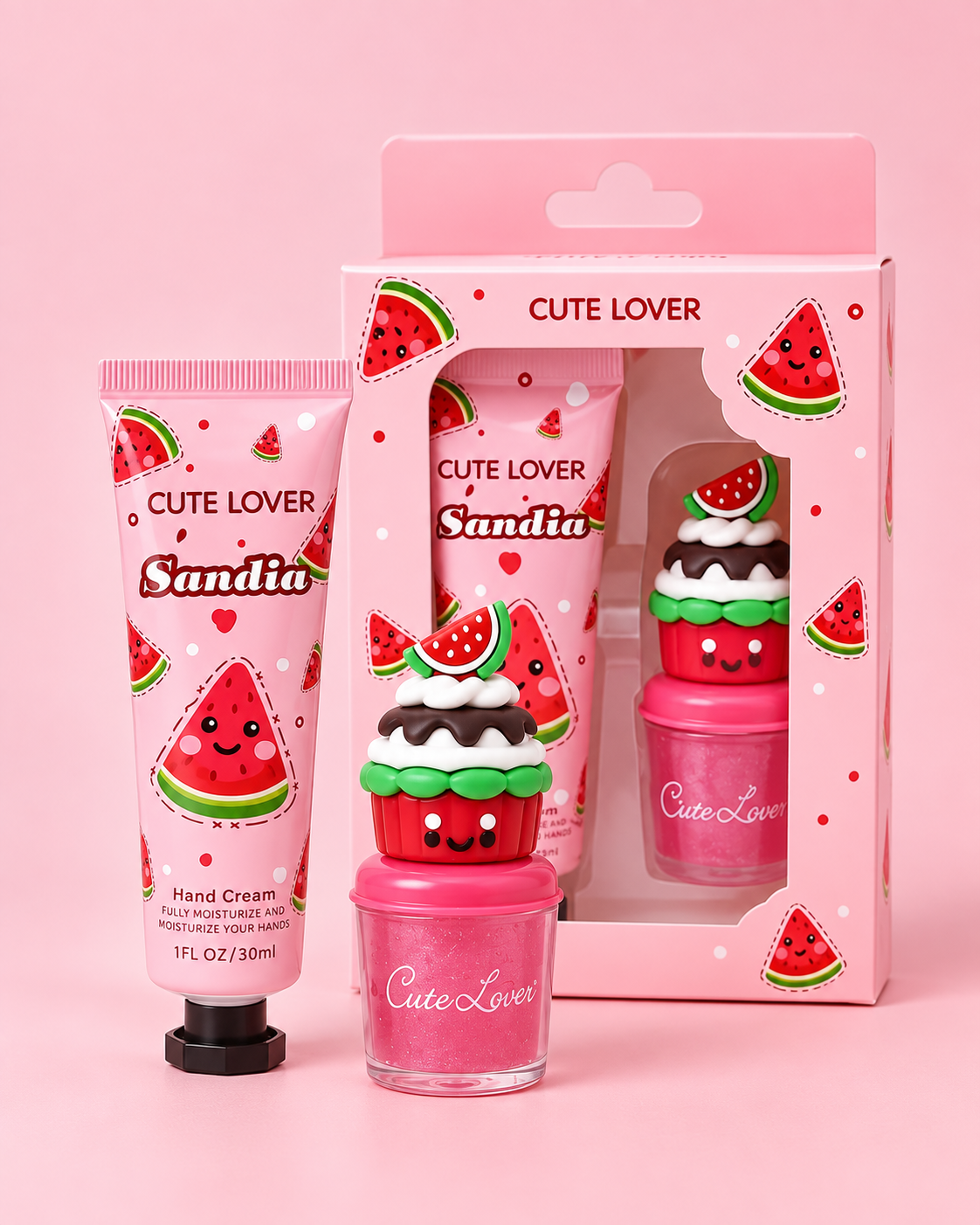 Watermelon Hand Cream & Lip Gloss Gift Set