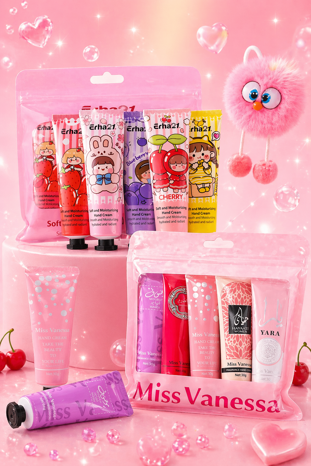 Cute Glow Hand Cream Set (5 Mini Collection)  -  (مجموعة كريمات اليد الكيوت ( 5 قطع