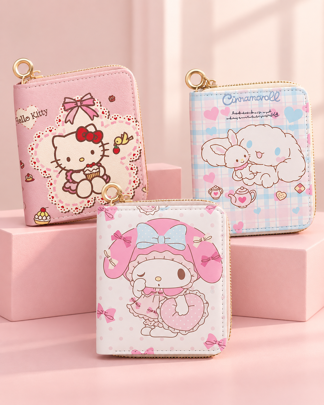 Kawaii Mini Zip Wallet – 3 Designs