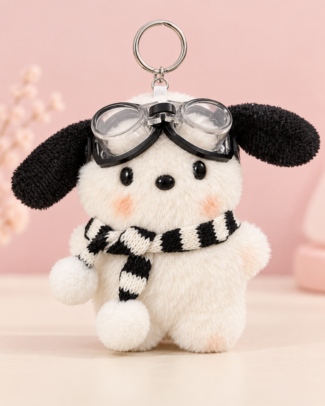 Pochacco Plush Bag Charm with Goggles