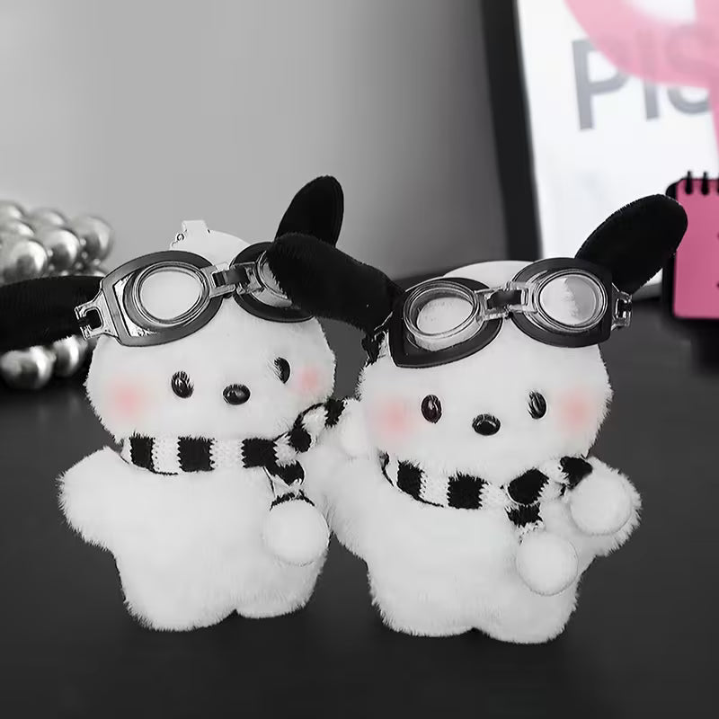 Pochacco Plush Bag Charm with Goggles