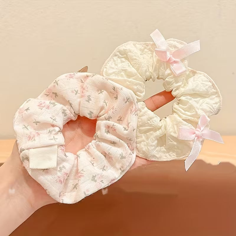 Floral & Bow Scrunchie Duo