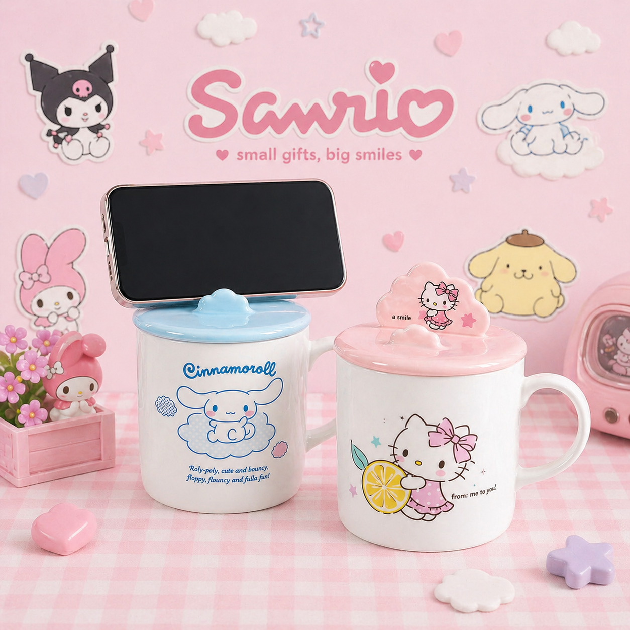 Sanrio Phone Holder Mug - كوب سانريو مع حامل موبايل