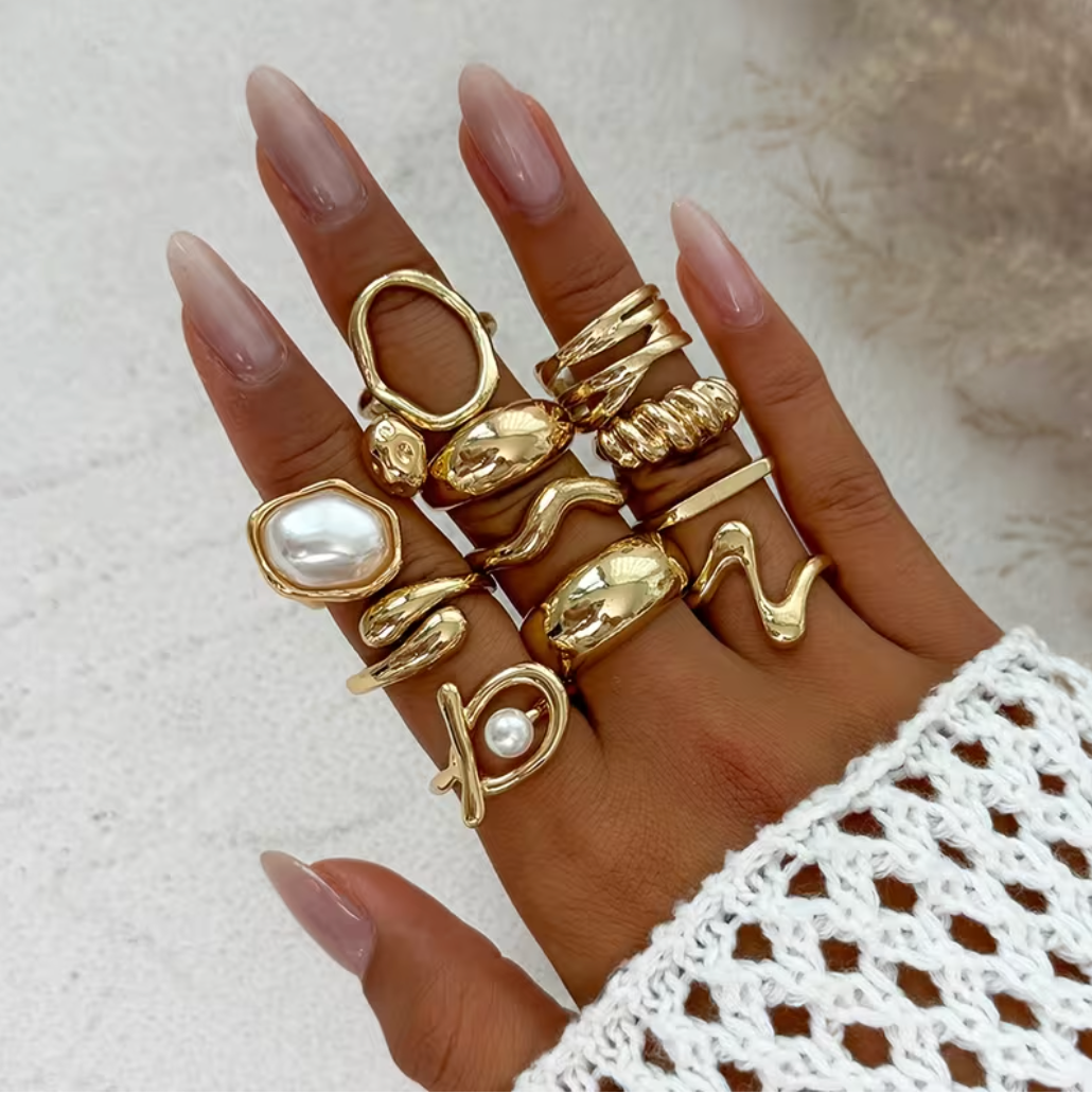 Luna Gold Minimal Ring Set (11 Pieces)