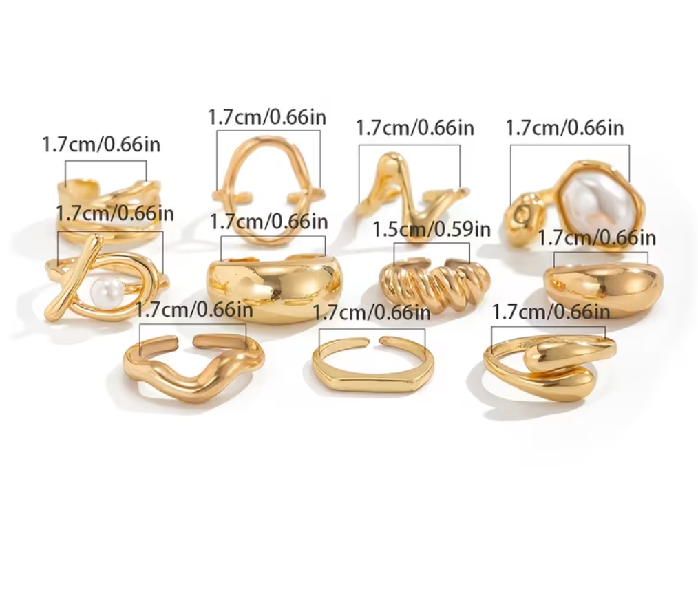 Luna Gold Minimal Ring Set (11 Pieces)