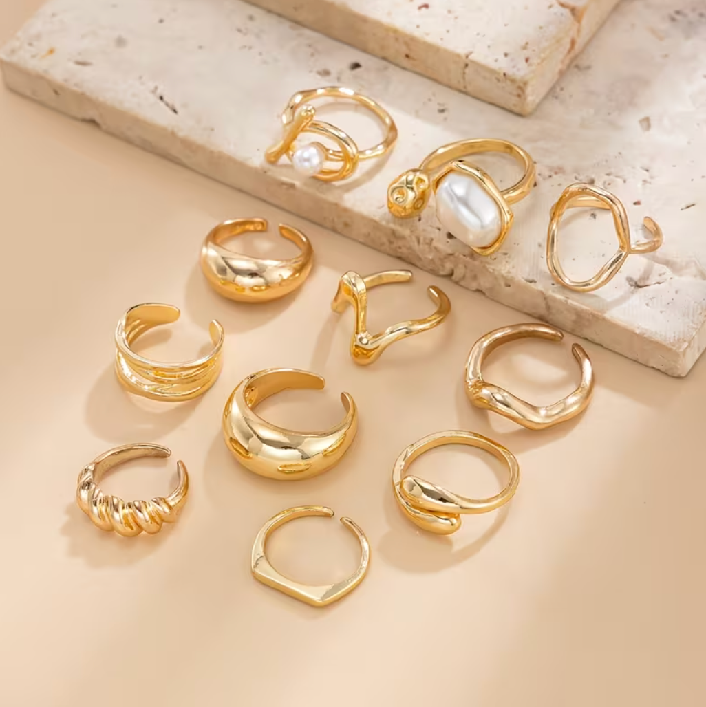 Luna Gold Minimal Ring Set (11 Pieces)