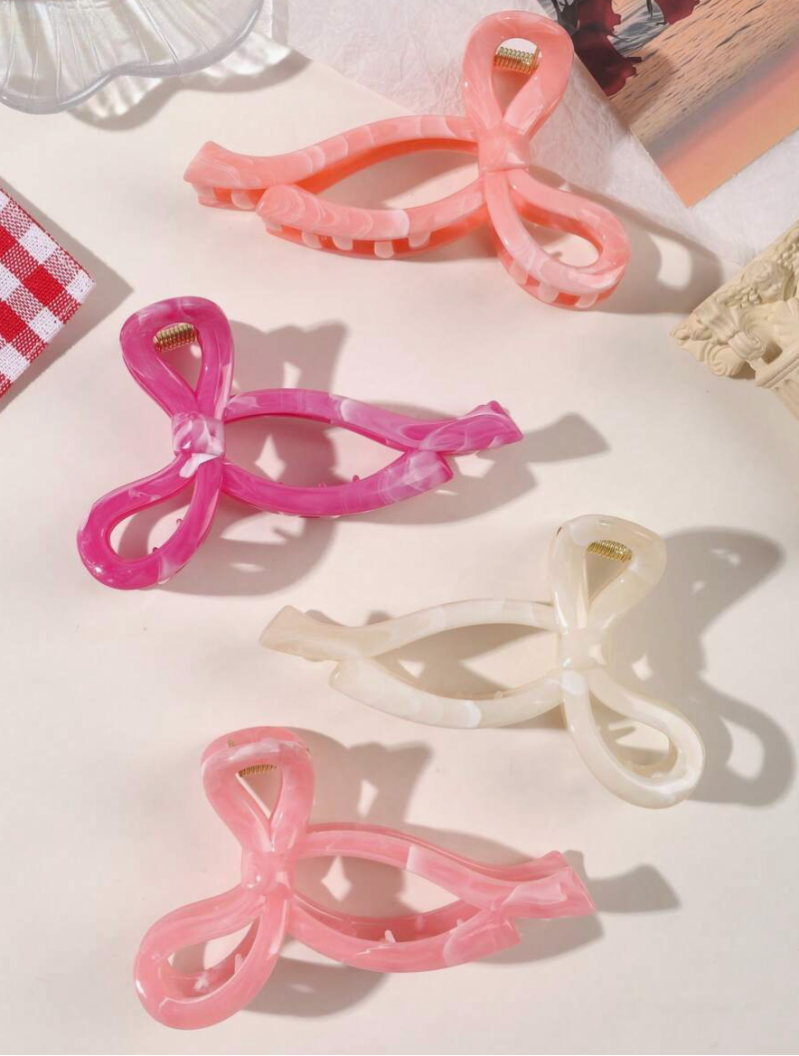 Marble Bow Claw Hair Clip