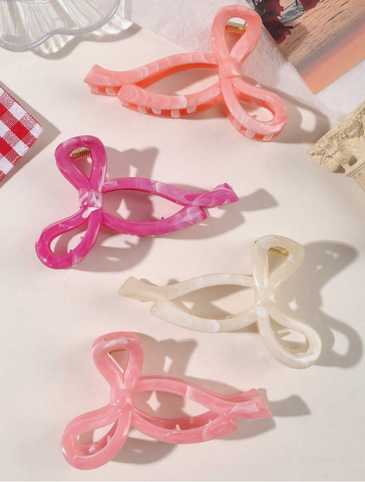 Marble Bow Claw Hair Clip