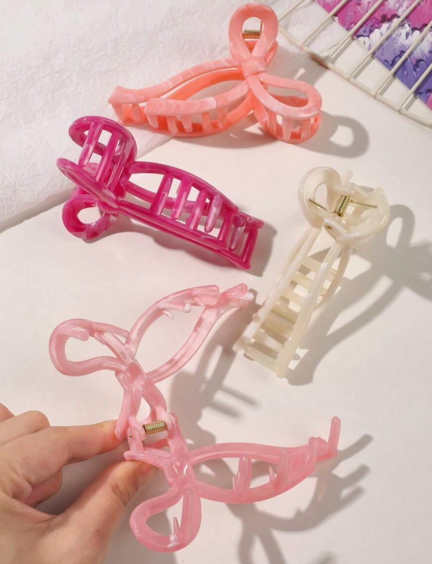 Marble Bow Claw Hair Clip