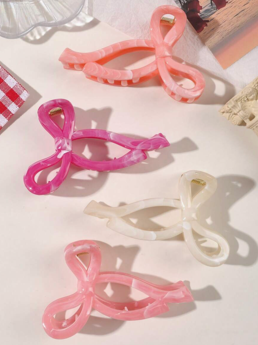 Marble Bow Claw Hair Clip