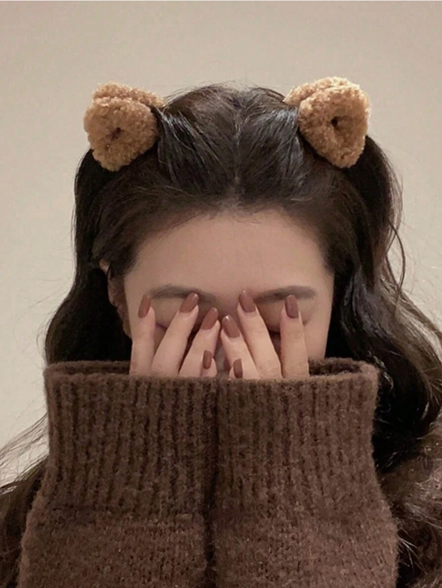 Cute Plush Bear Ear Hair Clips – 1 Pair