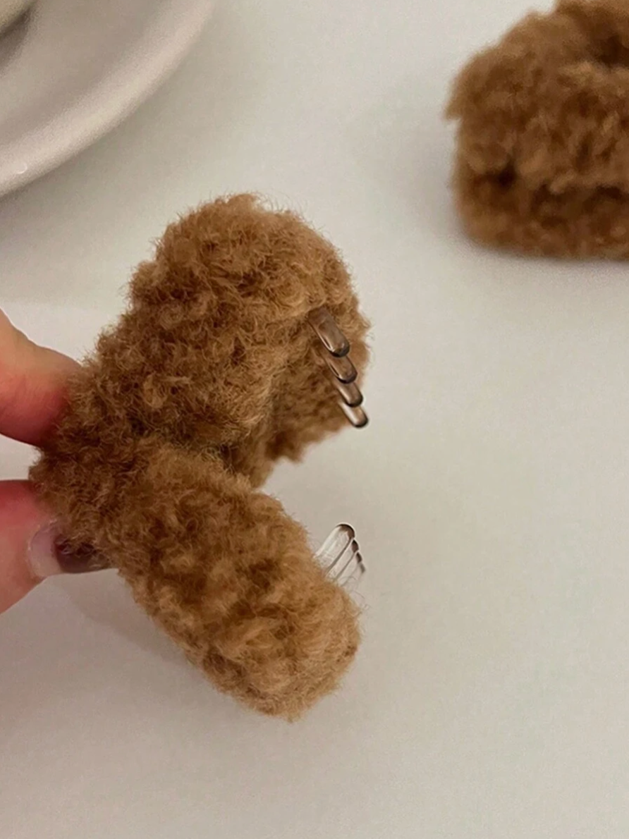 Cute Plush Bear Ear Hair Clips – 1 Pair