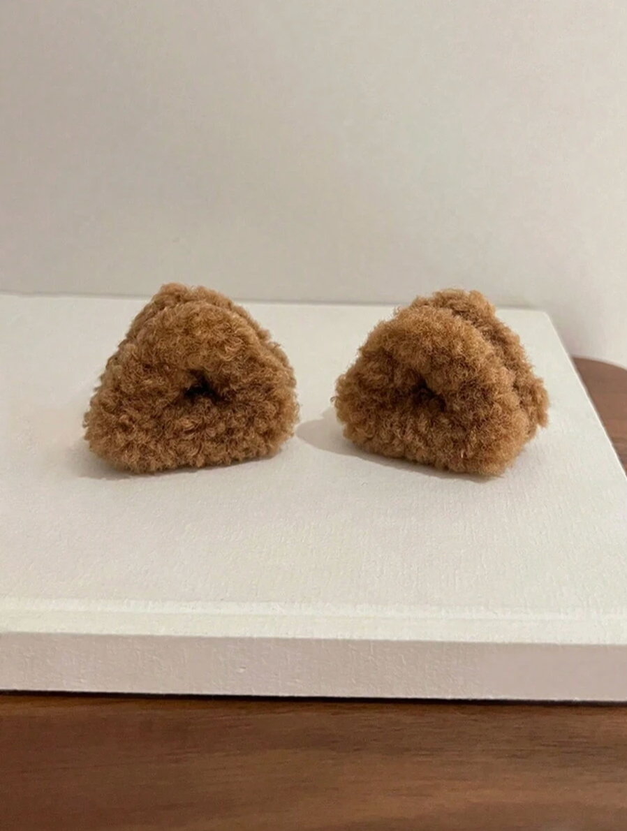 Cute Plush Bear Ear Hair Clips – 1 Pair