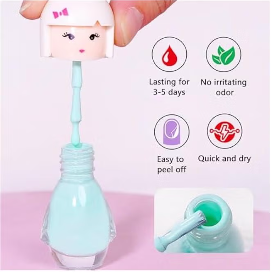 Mini Dolls Water-Based Nail Polish Set – 6 Colors