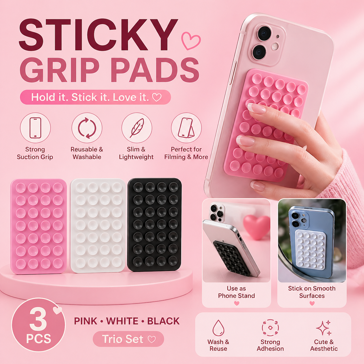 Sticky Grip Pads Set - لاصقات تثبيت ذكية للموبايل