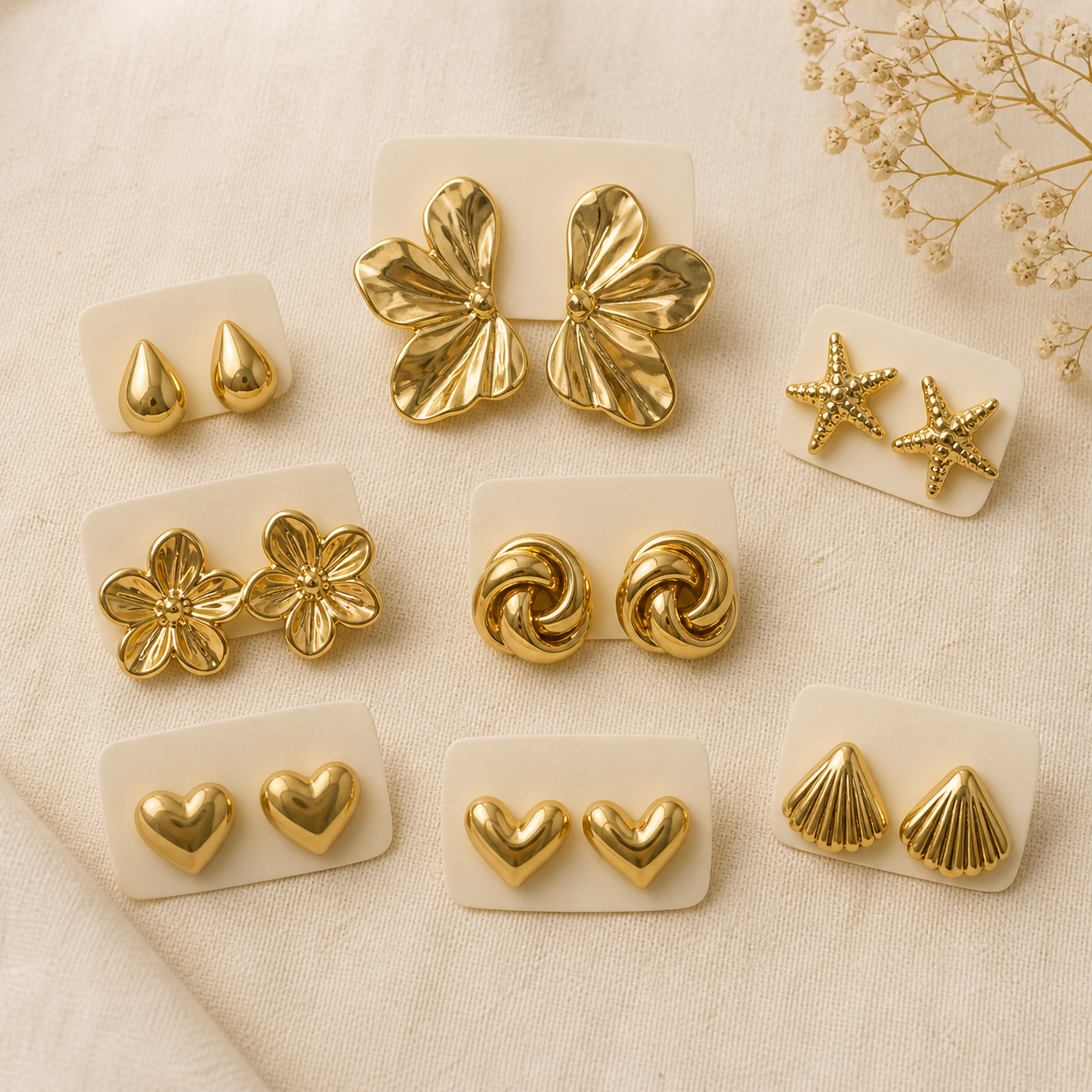 Golden Charm Earrings - أقراط ذهبية ساحرة