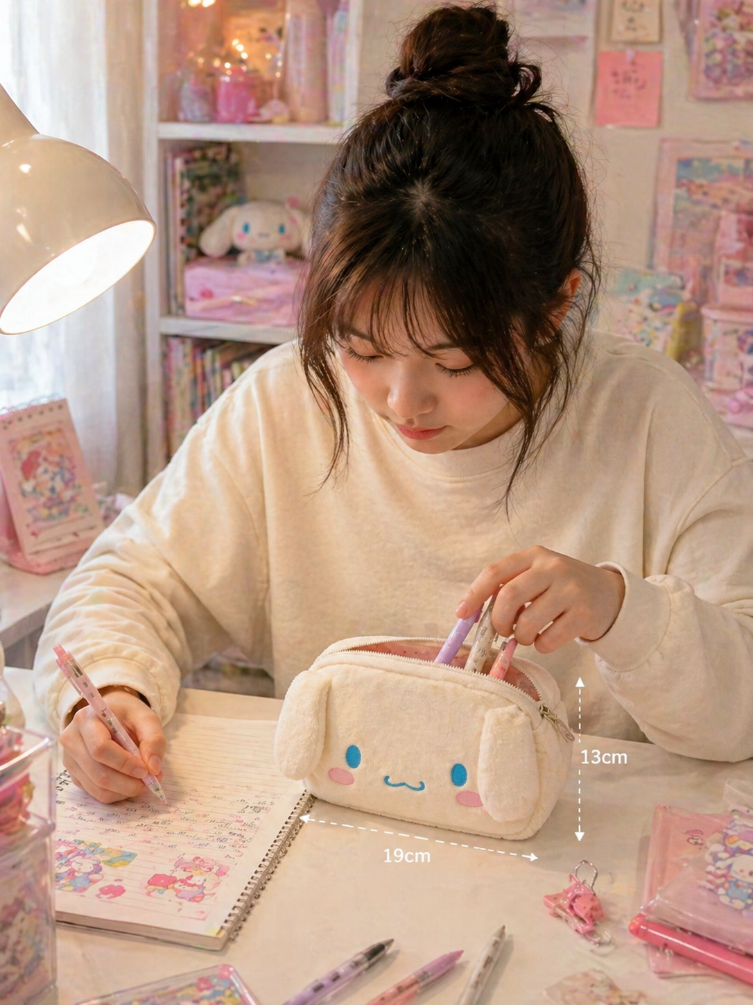 Luna Plush Pouch (Hello Kitty & Cinnamoroll) - (حقيبة لونا المخملية (هالو كيتي و سينامورول