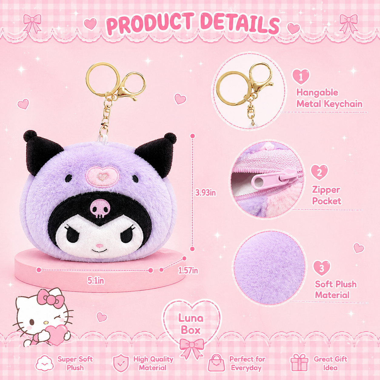Sanrio Plush Mini Coin Pouch Keychain - محفظة سانريو الصغيرة الفرو (تعليقة) 🎀
