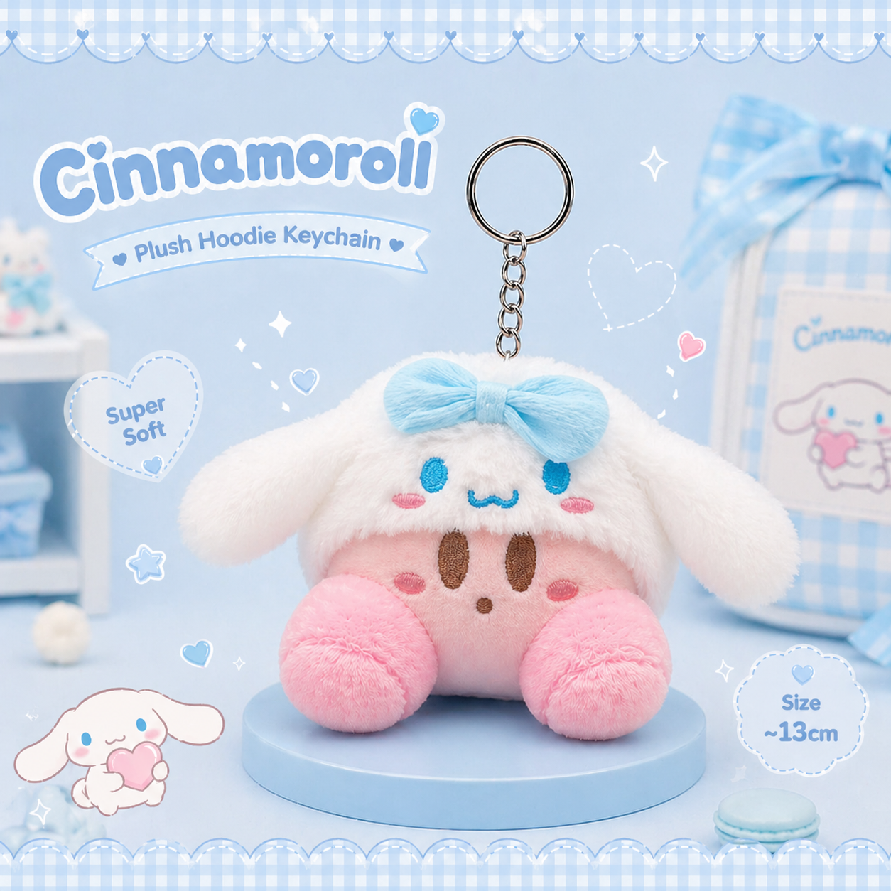 Sanrio Plush Hoodie Keychain - ميدالية سانريو بقبعة كيوت 🎀