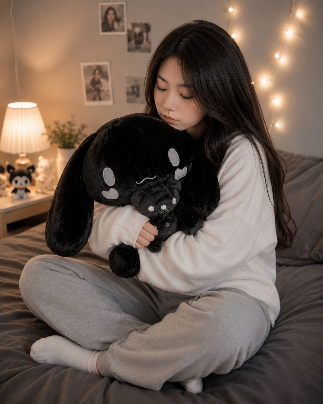 Black Cinnamoroll Giant Plush with Teddy Bear - دمية سينامورول السوداء العملاقة مع الدبدوب