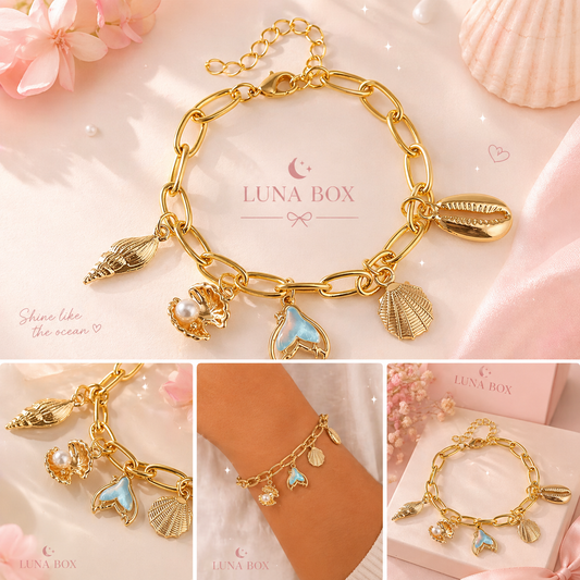 Golden Ocean Charm Bracelet - سوار الذكريات البحرية الذهبي