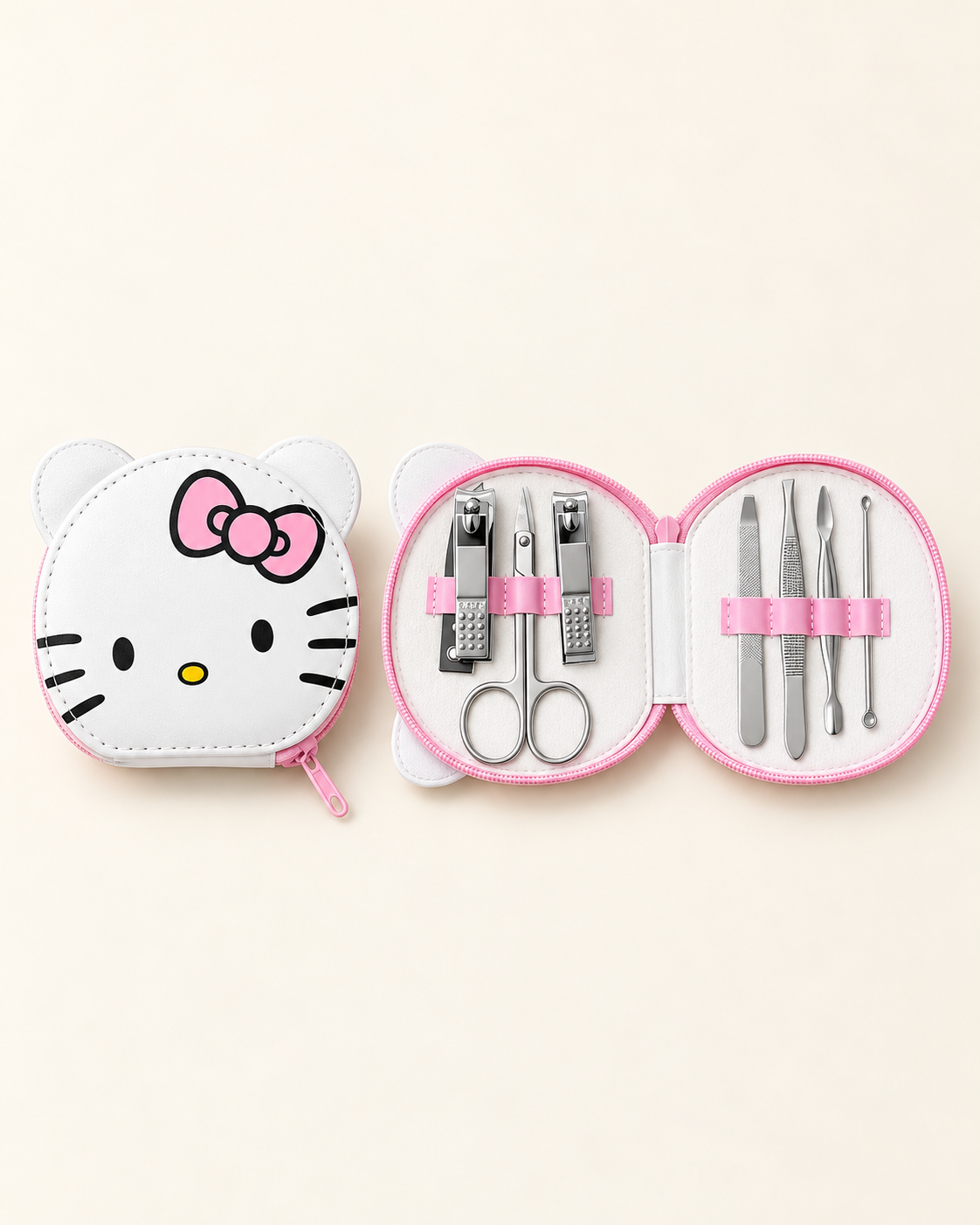 Hello Kitty Face Manicure Set with Silver Tools