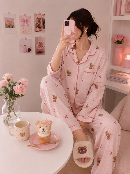Cozy Bear Pajama & Slippers Set