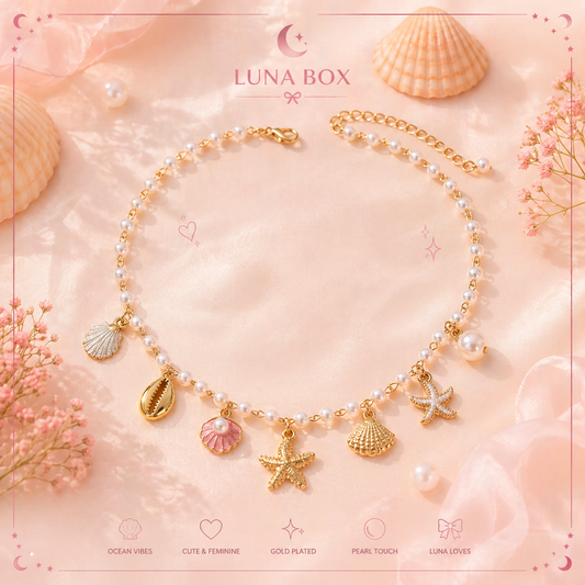 Luna Ocean Pearl Charm Necklace - عقد لونا البحري باللؤلؤ والصدف