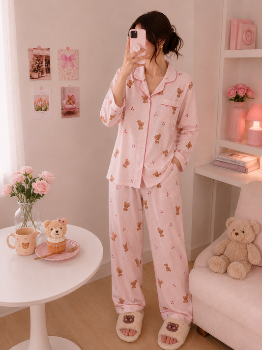 Cozy Bear Pajama & Slippers Set