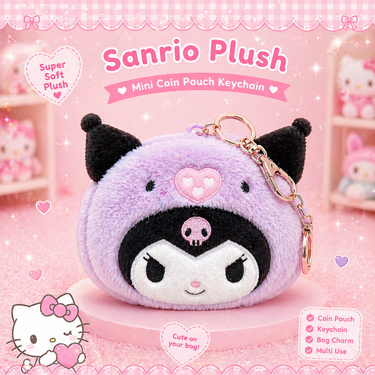 Sanrio Plush Mini Coin Pouch Keychain - محفظة سانريو الصغيرة الفرو (تعليقة) 🎀