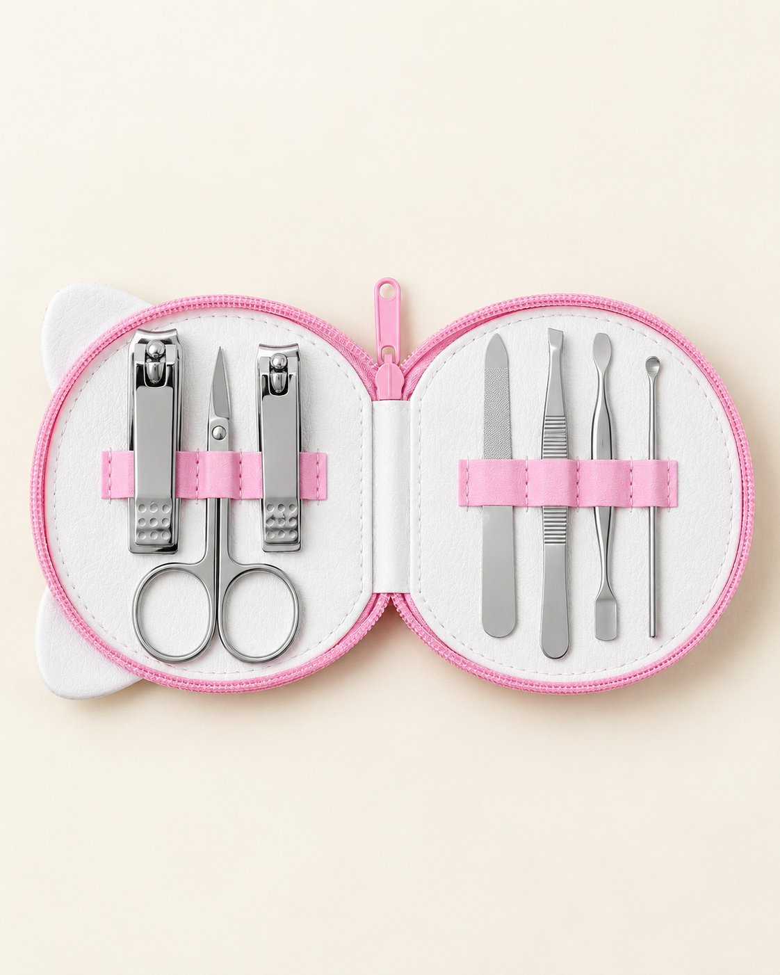 Hello Kitty Face Manicure Set with Silver Tools